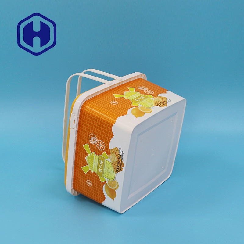 Contenedor de lujo IML de plástico de Navidad Queso Biscoitos Embalaje de galletas Caja