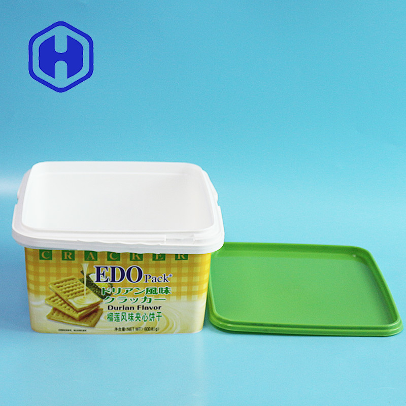Contenedor de lujo IML de plástico de Navidad Queso Biscoitos Embalaje de galletas Caja