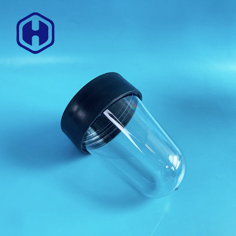 Botella de PET de 1000 ml de preforma 307# transparente con tapa de tornillo, lata de plástico de pared gruesa boca ancha 83 mm