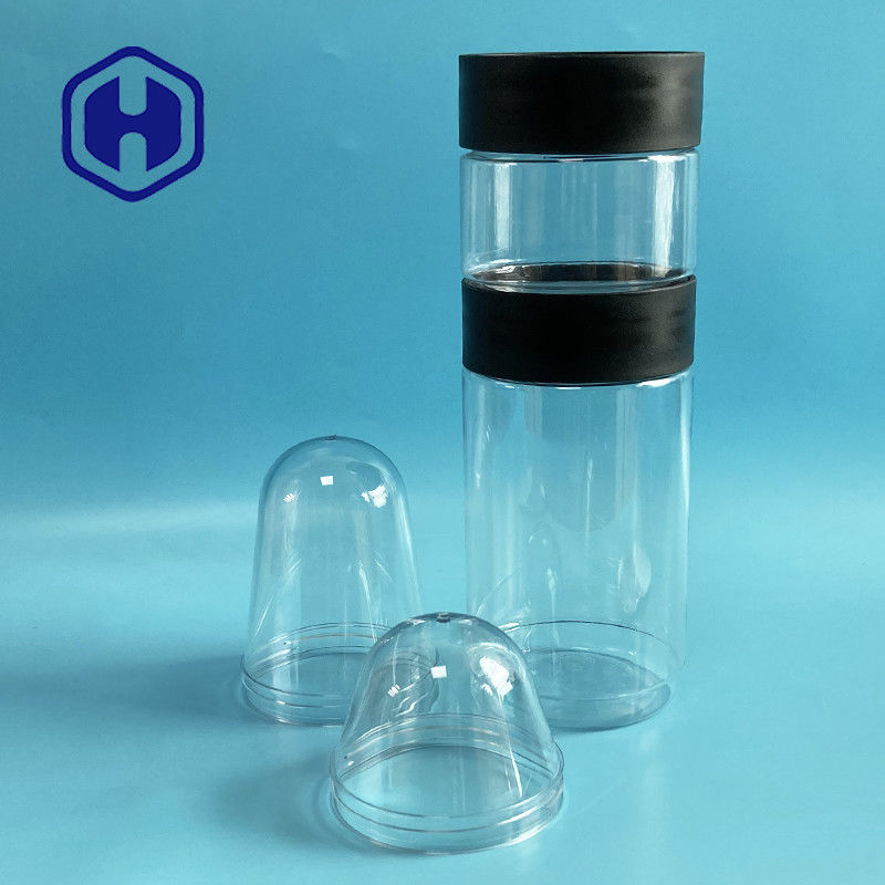 Botella de PET de 1000 ml de preforma 307# transparente con tapa de tornillo, lata de plástico de pared gruesa boca ancha 83 mm