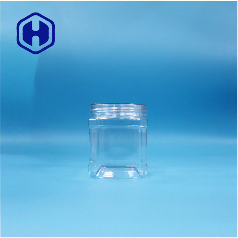 Comida de plástico PET cuadrado transparente nueces azúcar dulces goma de mascar galletas de avena jar Twist