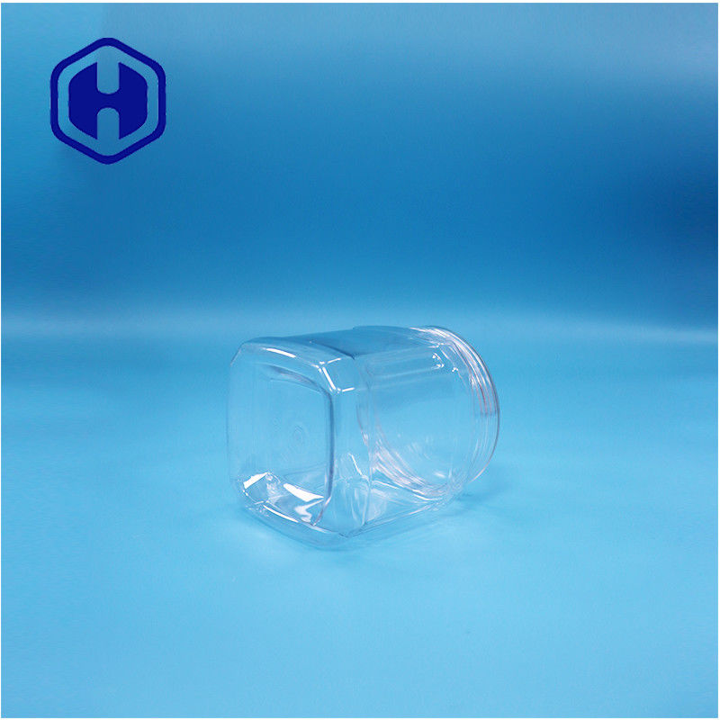 Comida de plástico PET cuadrado transparente nueces azúcar dulces goma de mascar galletas de avena jar Twist