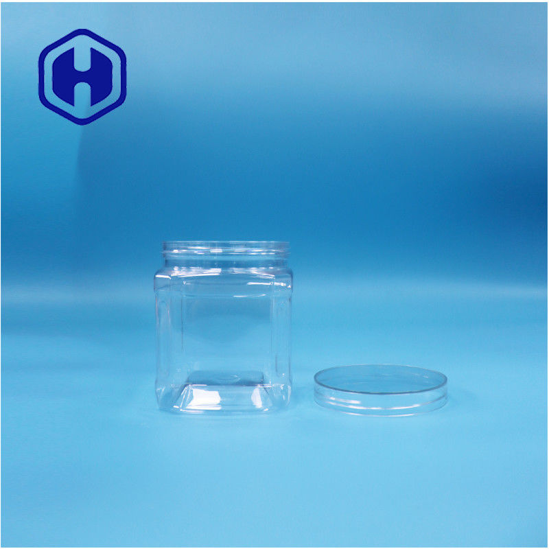 Comida de plástico PET cuadrado transparente nueces azúcar dulces goma de mascar galletas de avena jar Twist