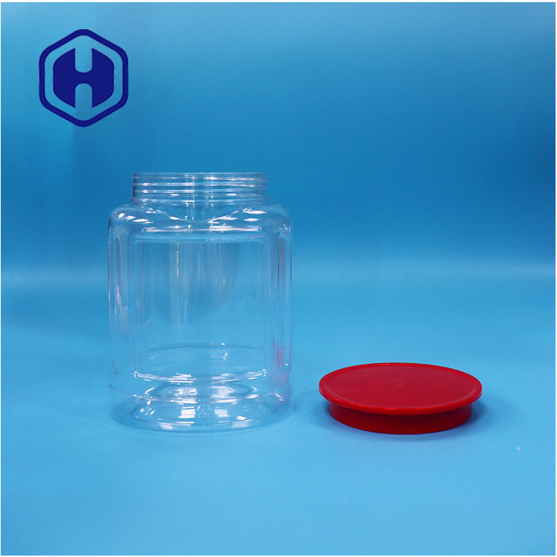 Oval PET nueces de plástico dulces galletas de pimienta galletas de comida seca frasco de tornillo tapa superior