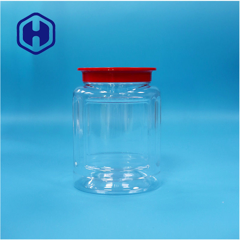 Oval PET nueces de plástico dulces galletas de pimienta galletas de comida seca frasco de tornillo tapa superior