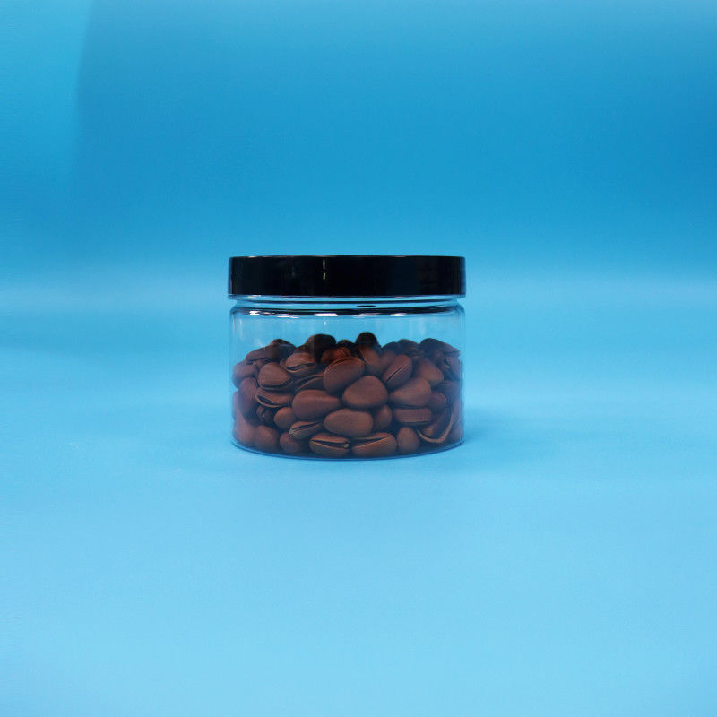 Jarrón de plástico PET de forma redonda de boca transparente para semillas de té negro juguete regalo dulces Cooike