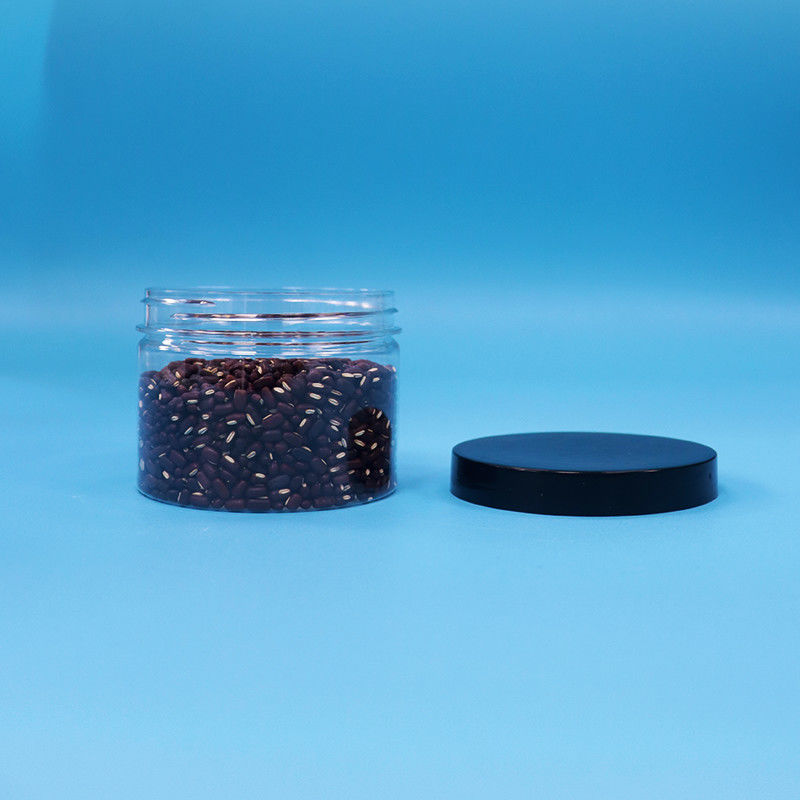 Jarrón de plástico PET de forma redonda de boca transparente para semillas de té negro juguete regalo dulces Cooike