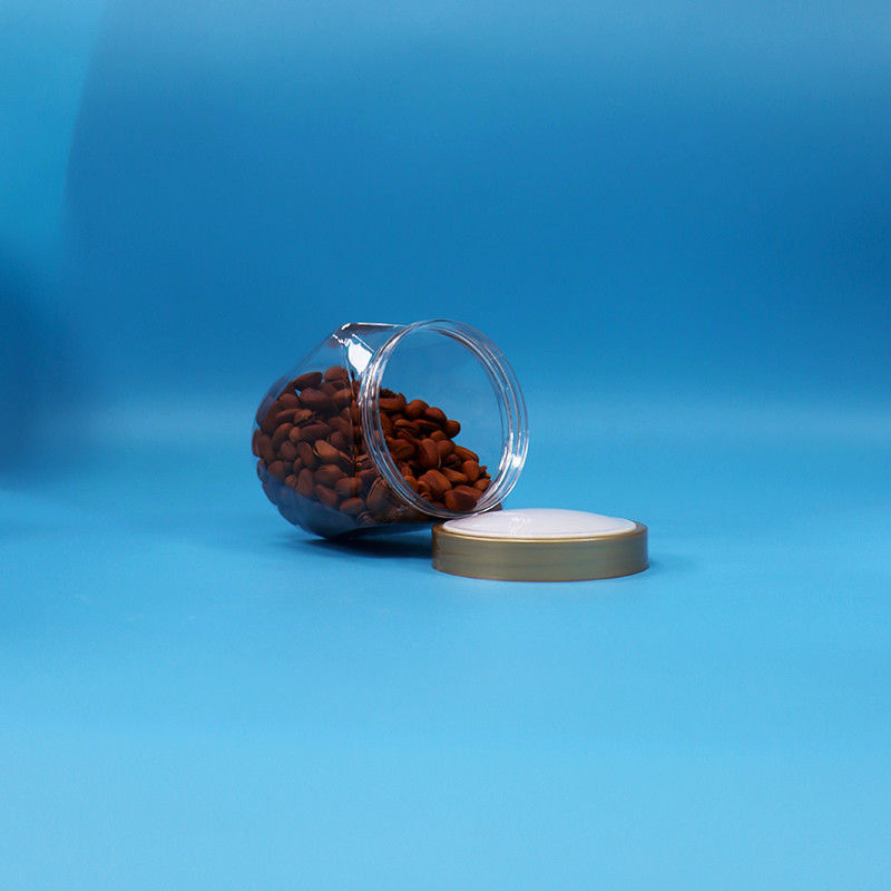 Jarrón de plástico PET de grado alimenticio de boca ancha transparente de galletas de caramelo con tapa plana de tornillo