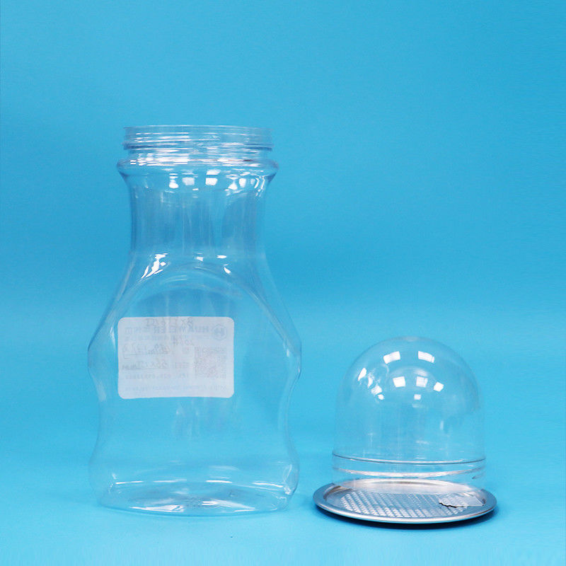 Nuevo diseño de forma alimento para niños dulce duro de tornillo tapa de plástico transparente PET de calidad alimenticia Jar