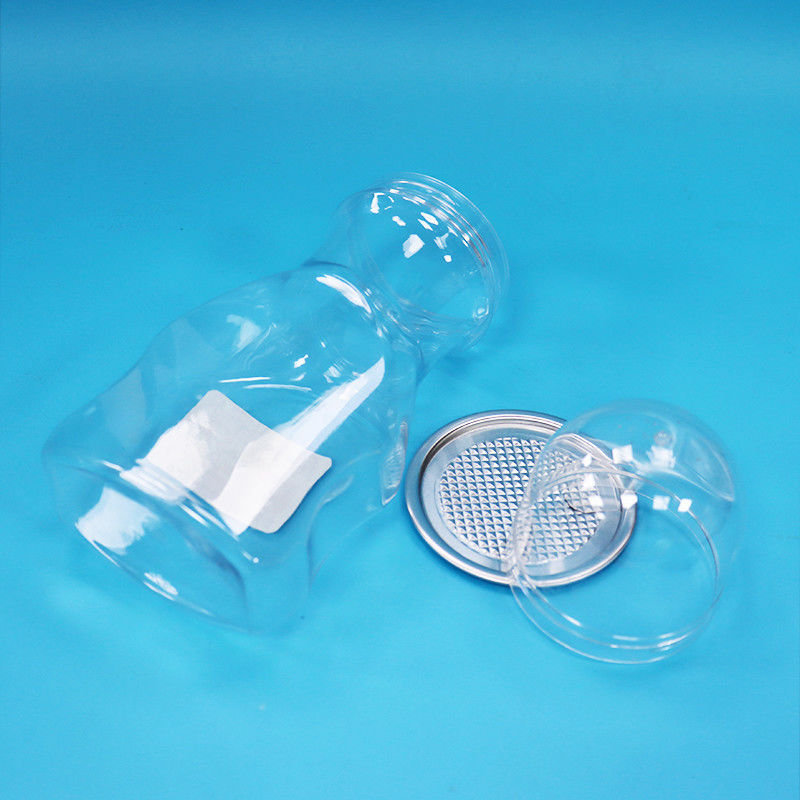 Nuevo diseño de forma alimento para niños dulce duro de tornillo tapa de plástico transparente PET de calidad alimenticia Jar