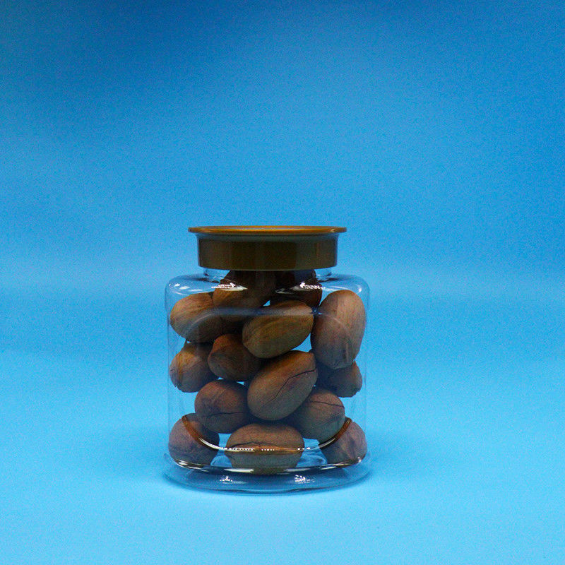 Vacío hermético PET transparente de grado alimenticio de plástico Jarrón de tornillo tapa para alimentos dulces de galletas nueces