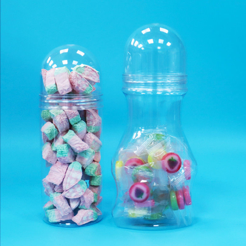 Bebé alimento de tornillo tapa de plástico transparente PET de calidad alimentaria Jar Nuevo diseño para dulces duros