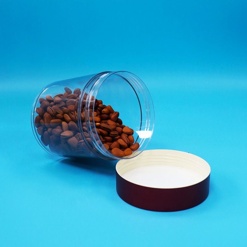 No contiene BPA Caramelos de nueces de galletas de grado alimenticio PET transparente Jar de plástico de tornillo tapa roja