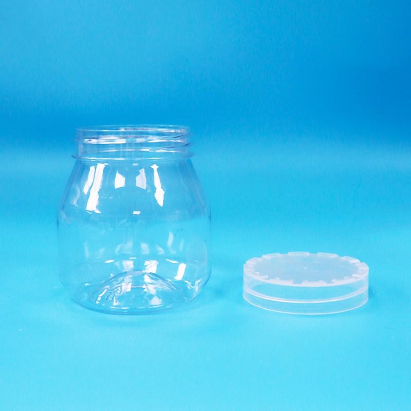 Frascos de plástico PET transparentes pequeños y vacíos para caramelos y galletas con tapa de rosca a prueba de manipulaciones