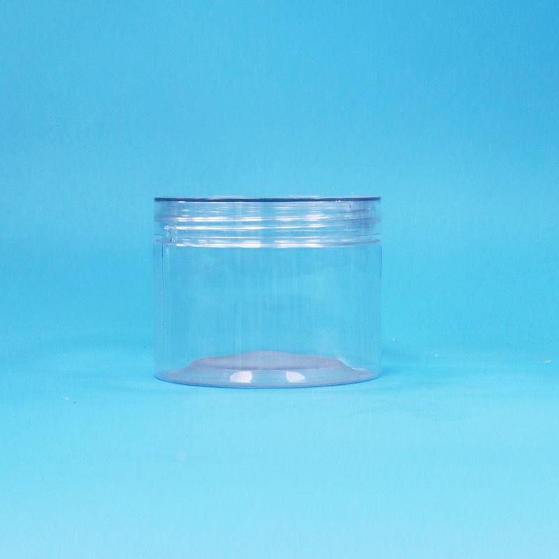 Calidad alimenticia PET transparente plástico alimento seco dulces frutos secos frascos de regalo de nueces tornillo tapas planas
