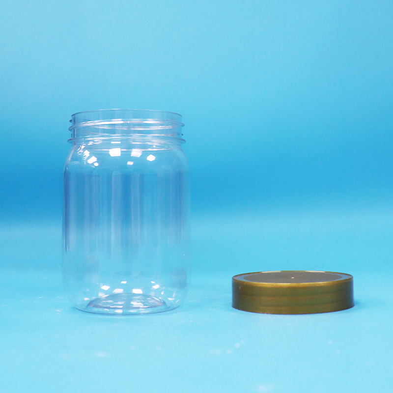 Tarro de plástico redondo transparente de grado alimenticio para mascotas, con forma de cilindro, para piruletas, miel y galletas, con tapa de rosca marrón