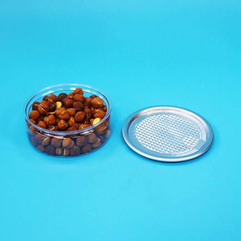 Lata de PET redonda de fácil apertura para alimentos, caramelos, galletas y embalaje de aperitivos