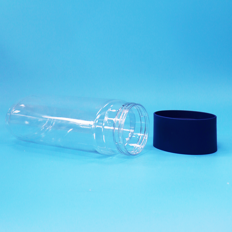 Tarro de plástico PET transparente en forma de óvalo para galletas, frutos secos y caramelos, con tapa a prueba de manipulaciones y sin BPA
