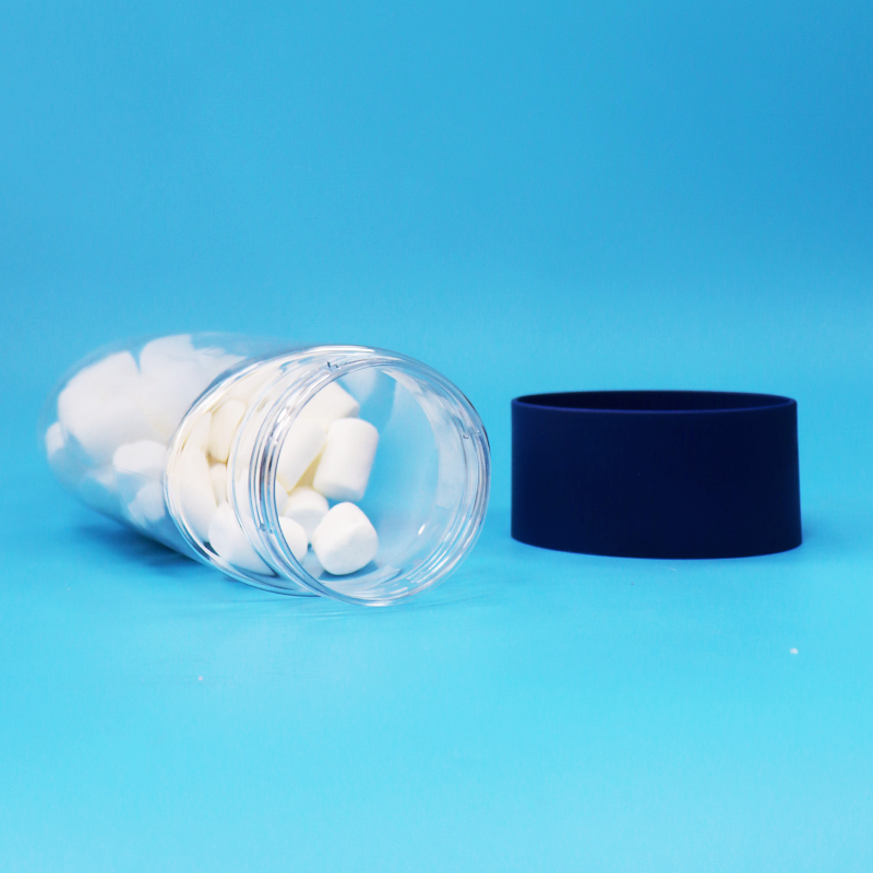 Tarro de plástico transparente de grado alimenticio en forma ovalada para galletas, nueces y caramelos, con tapa a prueba de manipulaciones