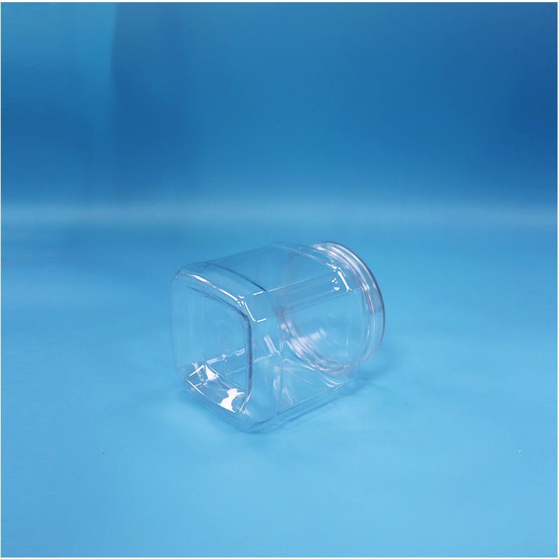 Tarro PET cuadrado transparente de 500 ml para higos secos, hojuelas de coco y tiras de espino