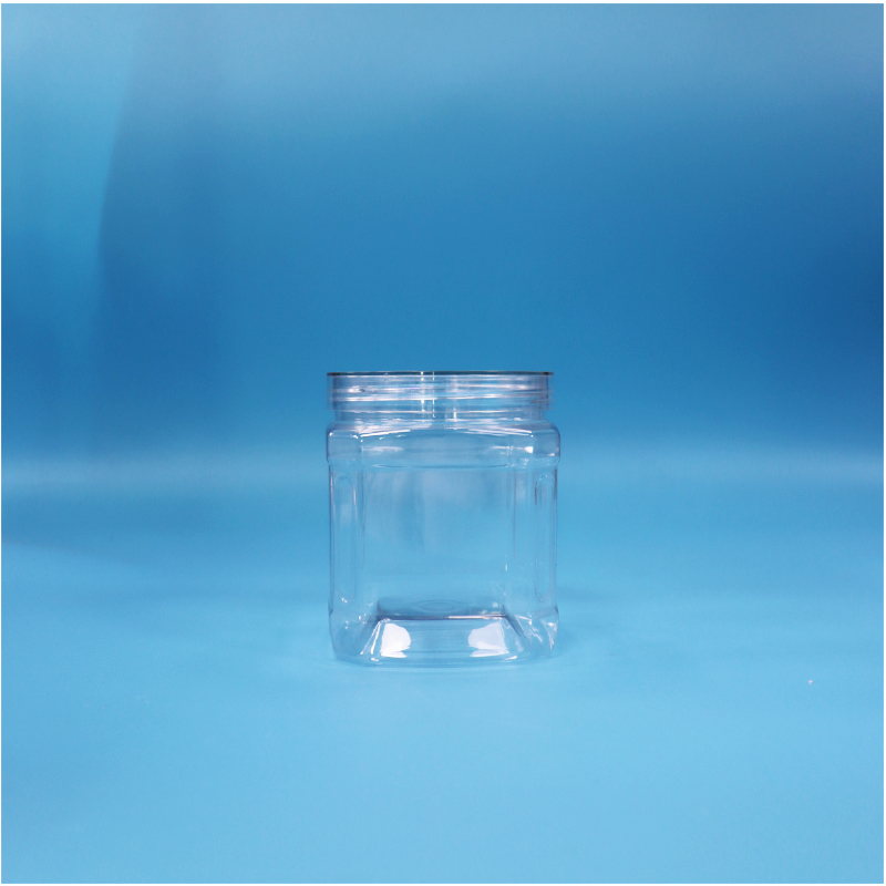 Tarro PET cuadrado transparente de 500 ml para higos secos, hojuelas de coco y tiras de espino