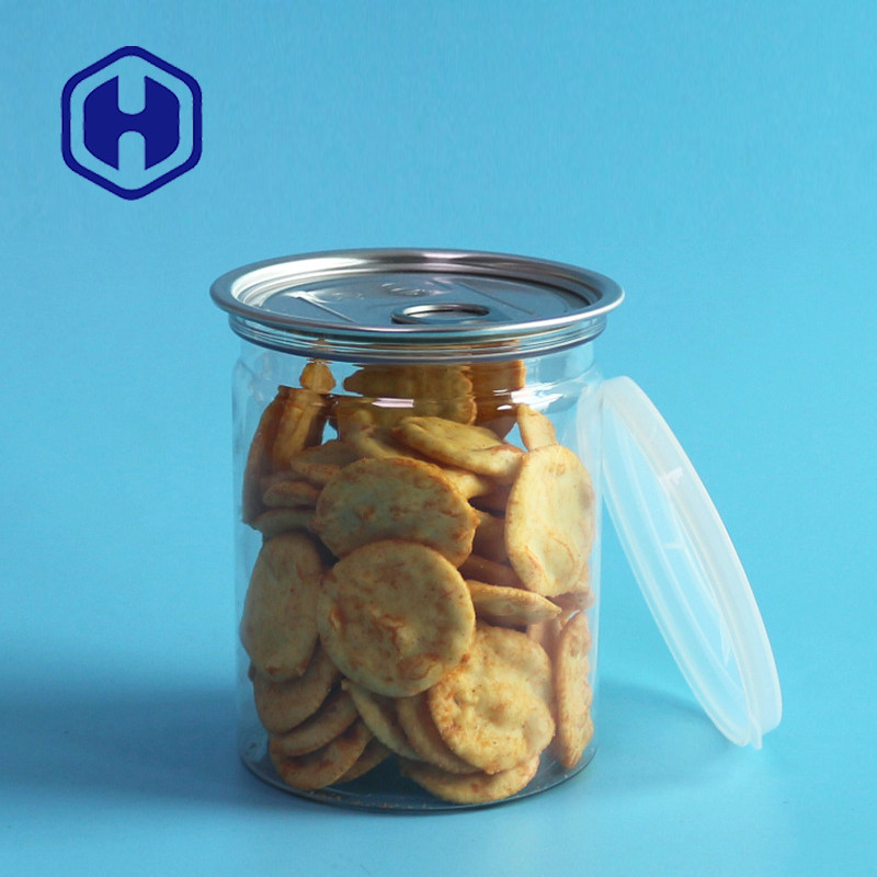 El ANIMAL DOMÉSTICO plástico de Eoe de la comida enlatada de las galletas del anacardo puede transparente con la tapa de aluminio 335ml