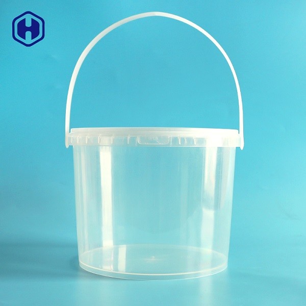 Escoja el embalaje redondo del yogur de la cubierta de los PP del cubo plástico transparente de la manija