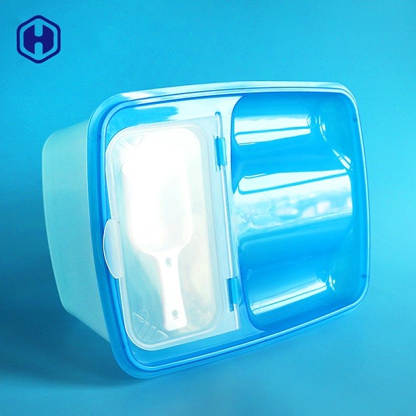 Caja cuadrada del plástico transparente robusto de los PP con la alimentación de la comida de perro casero de la cucharada