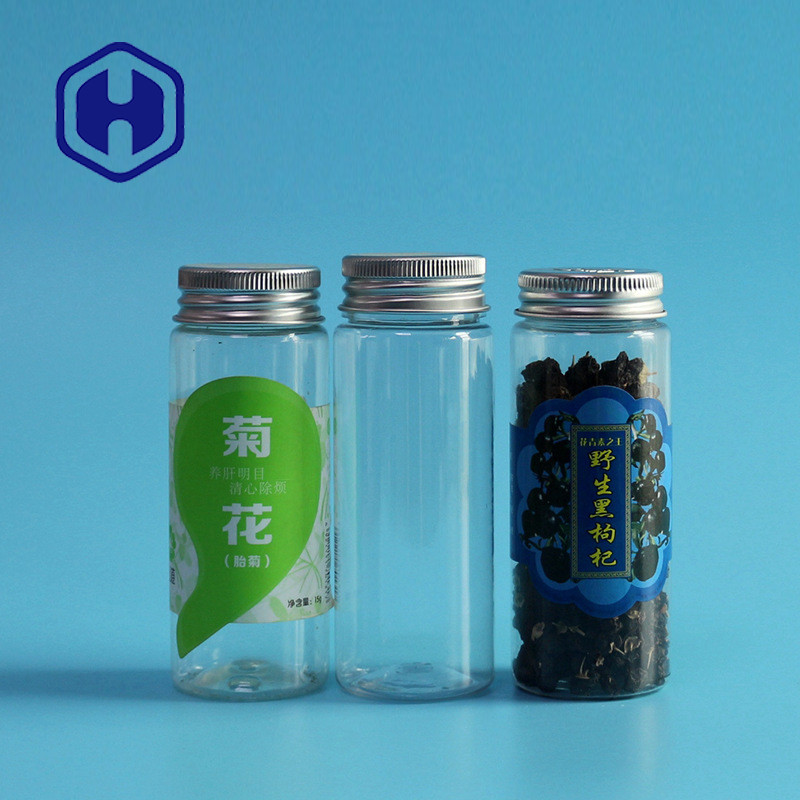 Tarros plásticos libres del caramelo de Bpa pequeños con las tapas 130ml Herb Packaging seco