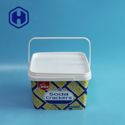 Caja plástica de empaquetado vacía del cuadrado de la galleta 3L del bocado con la manija de la tapa