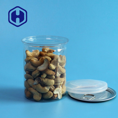 Latas de PET transparentes con extremo abierto fácil de aluminio o tapa de PE de plástico