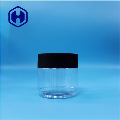 Grado alimenticio redondo PET transparente de plástico dulces galletas secas arándanos Jar Black Cap