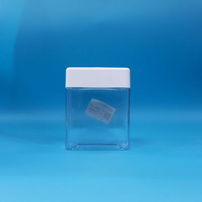 Transparencia PET Caramelo Snack plástico de grado alimenticio Jarras cuadradas Torsión tapa superior