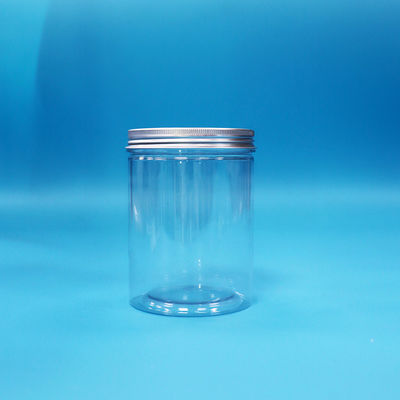 Caramelos galletas alimento para bebés PET transparente sellable plástico frascos redondos tapas de aluminio