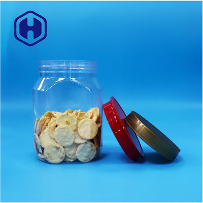 Hexágono transparente con forma única de nueces de plástico dulces alimentos secos frasco de tornillo tapa superior
