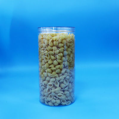 Calidad alimenticia PET transparente cilindro redondo plástico dulces galletas de comida frasco tornillo tapa clara