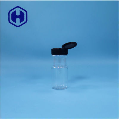 Especias de plástico transparente sal pimienta negra polvo albahaca PET Jar Flip Top Cap