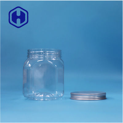 Polígono de forma transparente galletas de plástico Rock dulces nueces de azúcar Jar de aluminio tapa superior