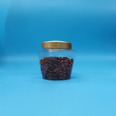 Jarrón de plástico PET de grado alimenticio de boca ancha transparente de galletas de caramelo con tapa plana de tornillo