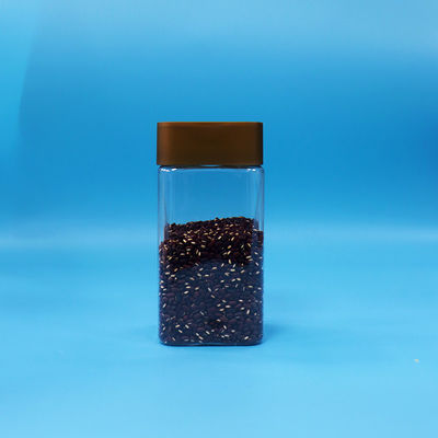 Comida transparente de galletas dulces de calidad alimentaria PET Cuadrado Jarrones de plástico para almacenamiento tapas de tornillo