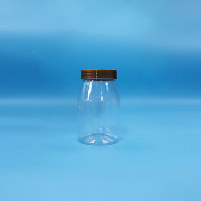Carga redonda de boca ancha Biscoitos dulces alimentos transparentes PET Jar de plástico tapa de tornillo
