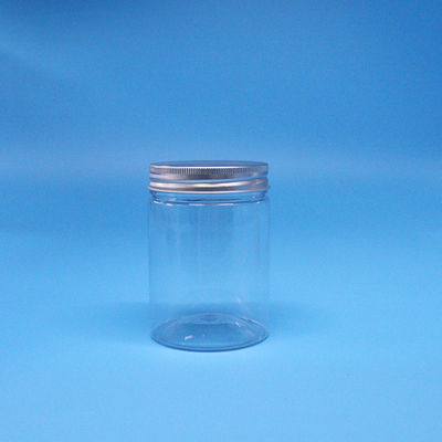 Botella de PET vacía de grado alimenticio, caramelo de alimentos redondo, tarro transparente, tornillo y tapas planas