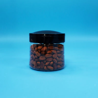 Grado alimenticio Pequeño plástico redondo de almacenamiento Jar transparente plástico negro tapa de tornillo