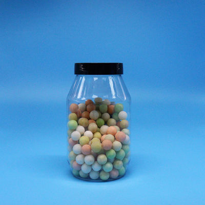 Galletas Caramelos Nueces de alta calidad Claros redondos boca ancha PET Jar de plástico tapa de tornillo
