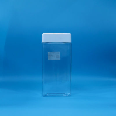 Capa de plástico blanco transparente fácil de abrir alimentos PET cuadrado de forma jar de plástico de dulces