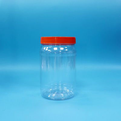 PET transparente plástico redondo de alimentos dulces nueces envasado Jar color rojo tapa de tornillo