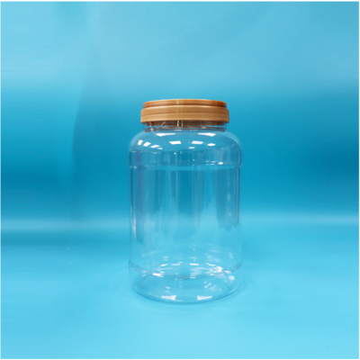 Tarro de cuchara para leche en polvo de plástico PET transparente de boca ancha y redonda con tapa marrón