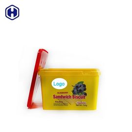 Envase seco de la fruta de la tapa IML del envase de plástico vacío de encargo cuadrado de las tinas
