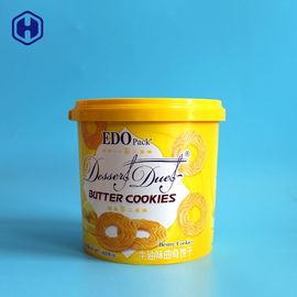 El cubo poner crema de la galleta IML modifica el envase plástico vacío amarillo del cilindro para requisitos particulares