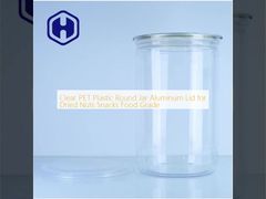Tarro de plástico PET transparente con tapa de aluminio para almacenamiento de alimentos